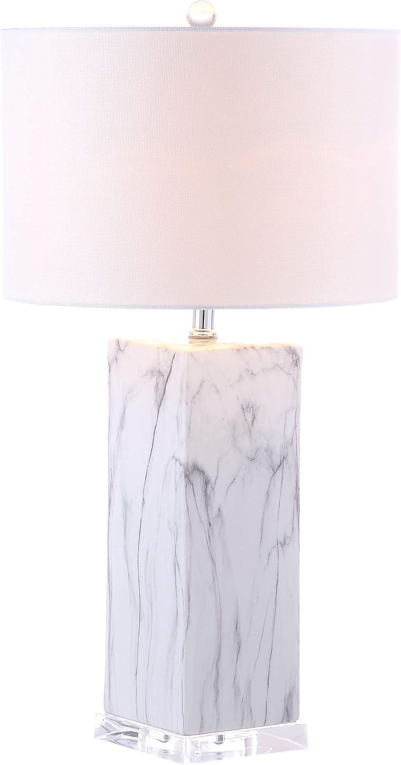 SAFAVIEH Lighting Collection Olympia Black/White 29-inch Table Lamp Set of 2 with USB Charging Port (LED Bulbs Included)