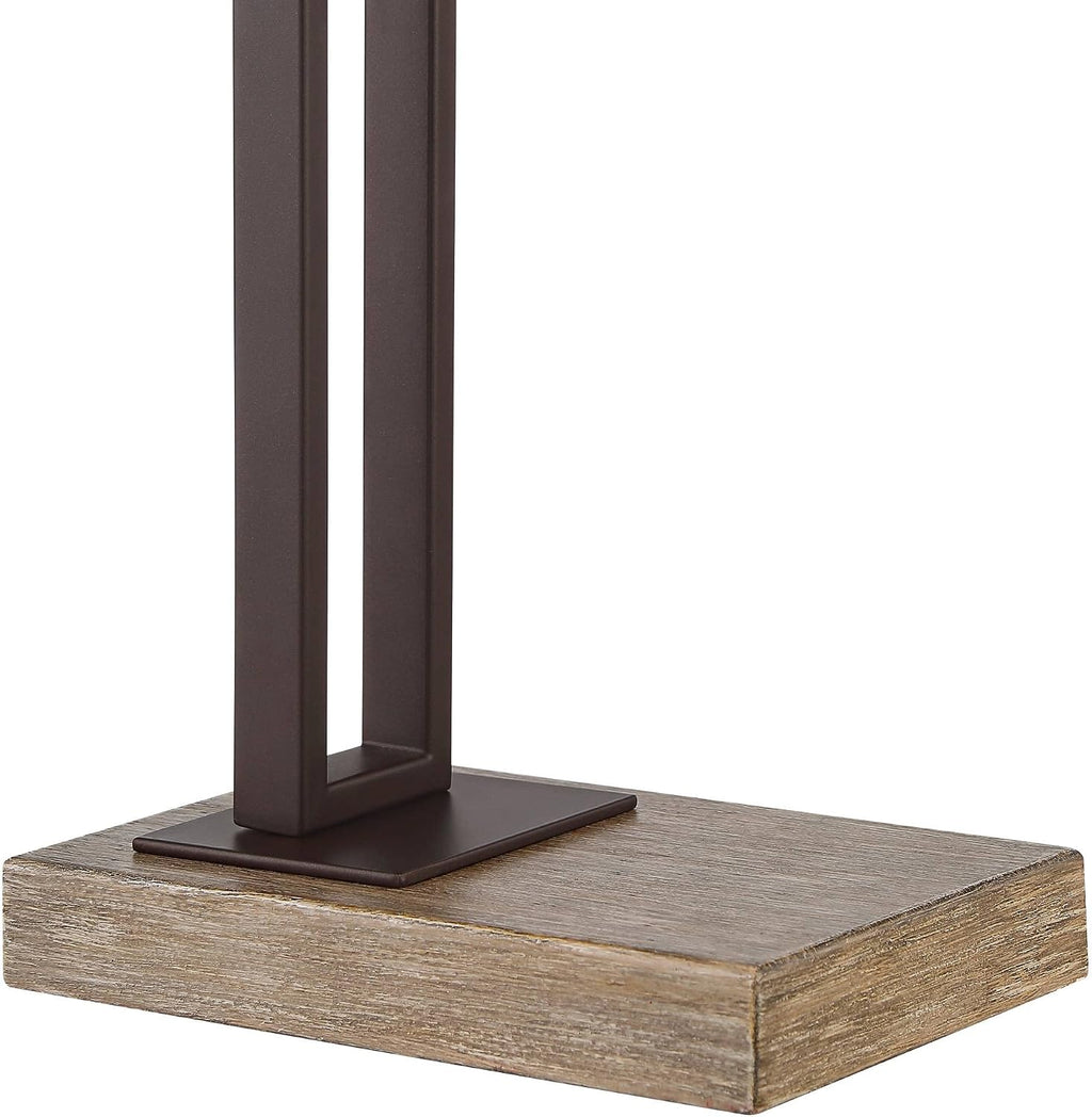 Franklin Iron Works Maricopa Rustic Farmhouse Desk Table Lamp with USB and AC Power Outlet in Base 21.25' High Bronze Wood Mica Shade for Cottage Core Living Room Bedroom House Bedside Nightstand