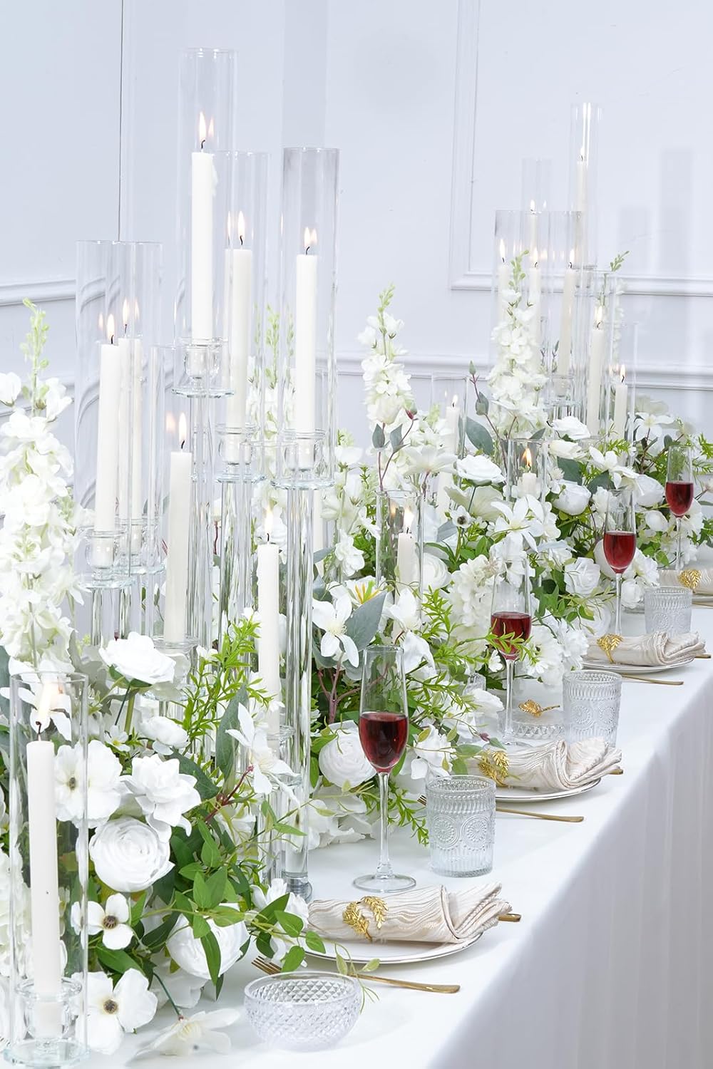 2pcs 19inch White Free Standing Flowers Ball Bouquet Artificial Rose Arrangements Balls for Wedding Centerpieces Tables Chair Aisle Runner Flowers Decor