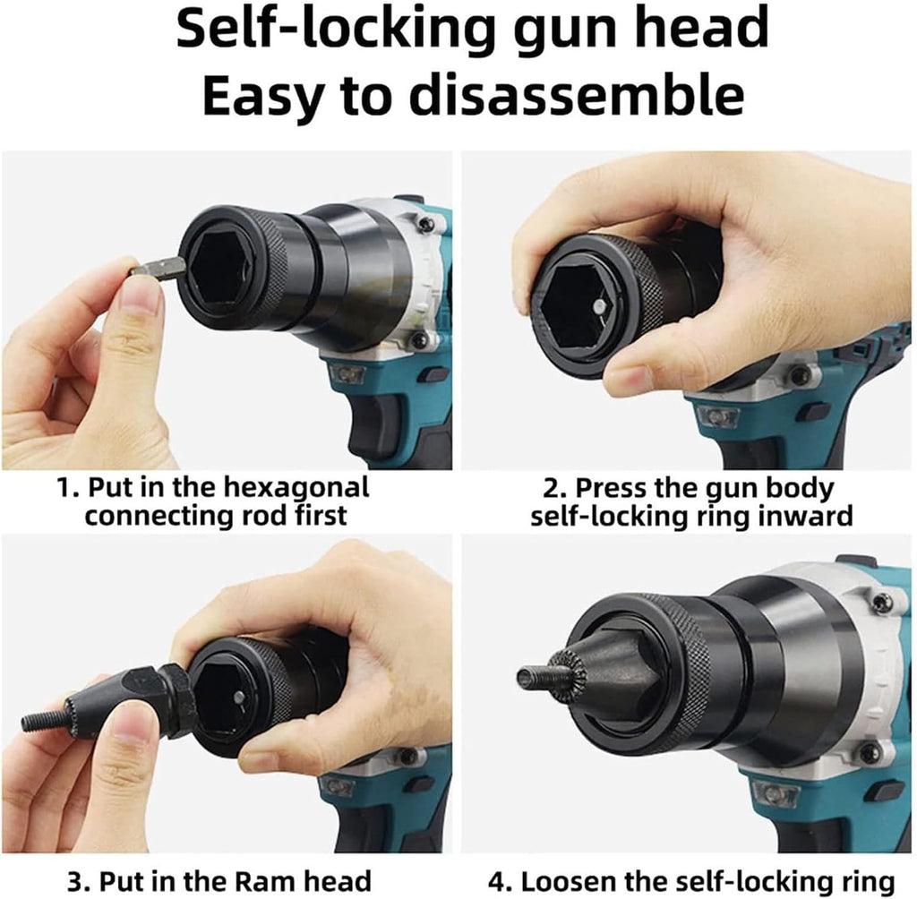 Cordless Riveter Rivet Nut Tool Kit, Heavy Duty Rivet Gun, Pop Rivet Gun Set, Professional Hand Riveter, Manual Riveting Tool, Nuts Include M3 M4 M5 M6 M8 M10 M12 Nut Tools,5200mah