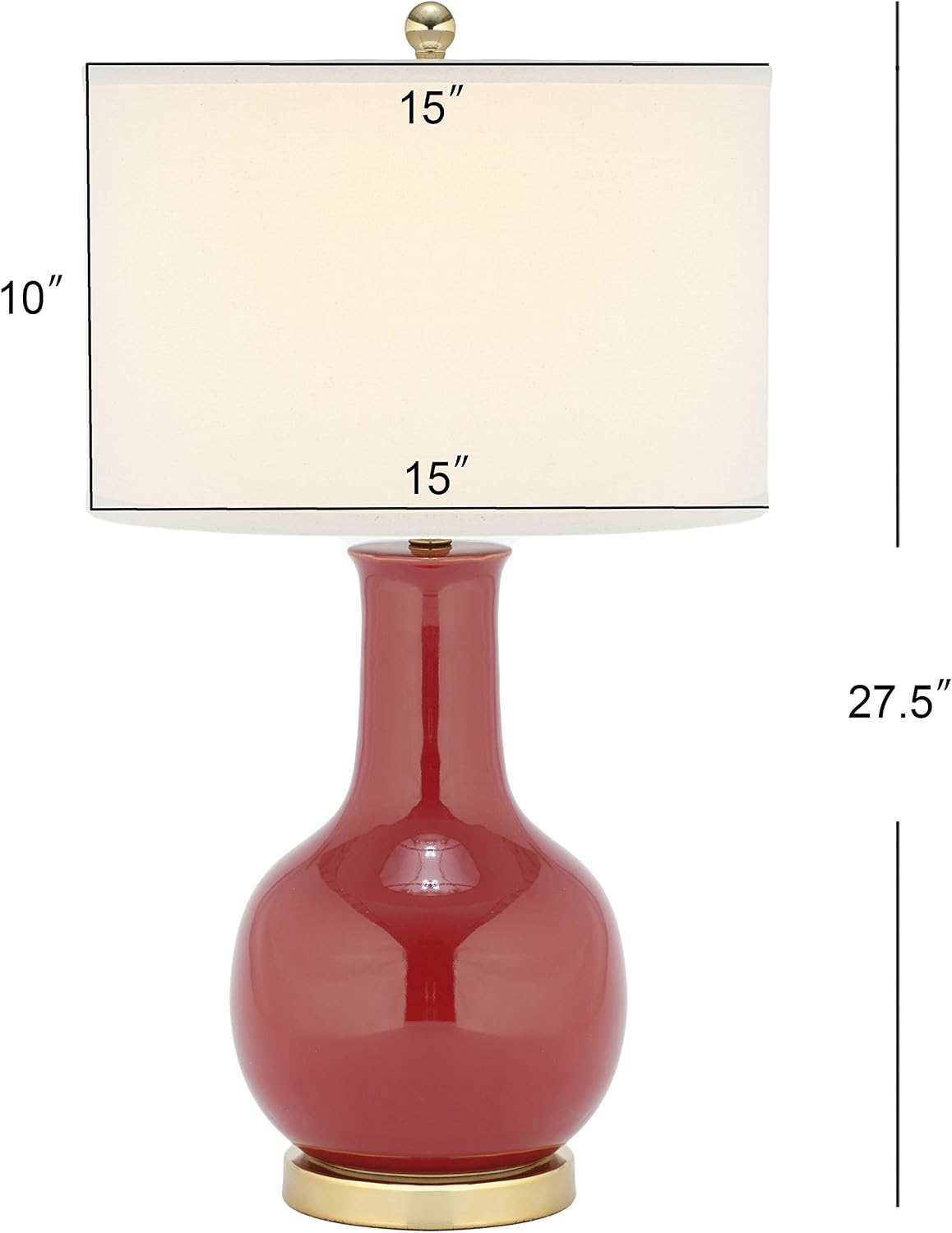 SAFAVIEH Lighting Collection Paris Modern Red Ceramic 28-inch Bedroom Living Room Home Office Desk Nightstand Table Lamp (LED Bulb Included)
