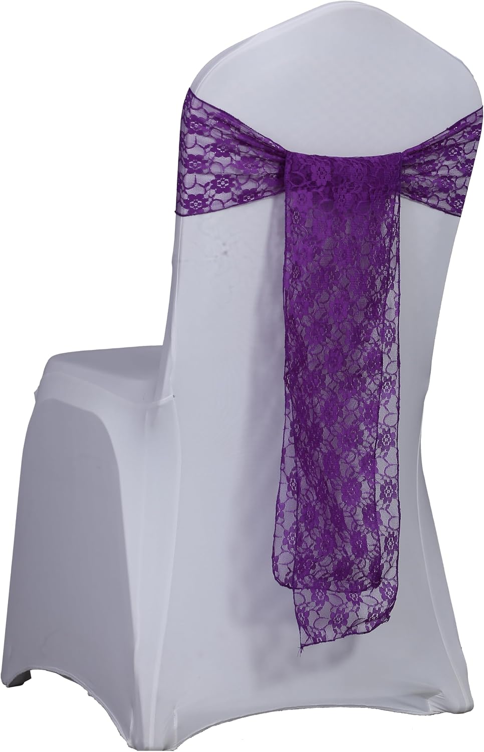 MDS® Pack of 200 Lace Chair Sashes for Weddings, Decorative Floral Lace Chair Bows Bands for Banquet, Reception, Anniversary, Bridal Shower, Birthday, Party, Ceremony & Event Décor - Cadbury Purple