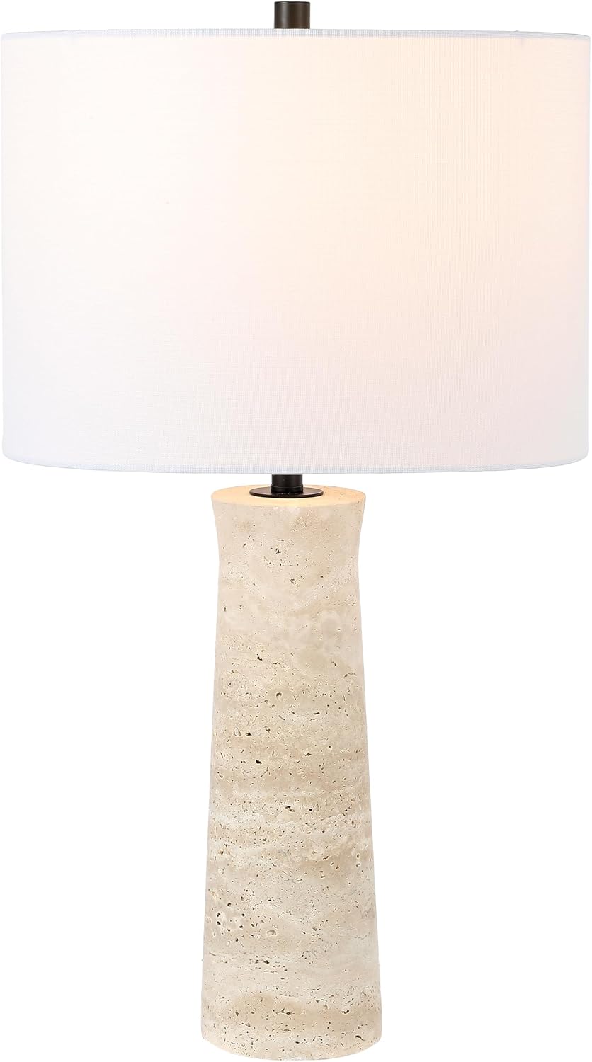 SAFAVIEH Lighting Collection Alana Ivory Travertine 25-inch Table Lamp for Bedroom, Living Room, Home Office, Desk, Nightstand (LED Bulb Included)