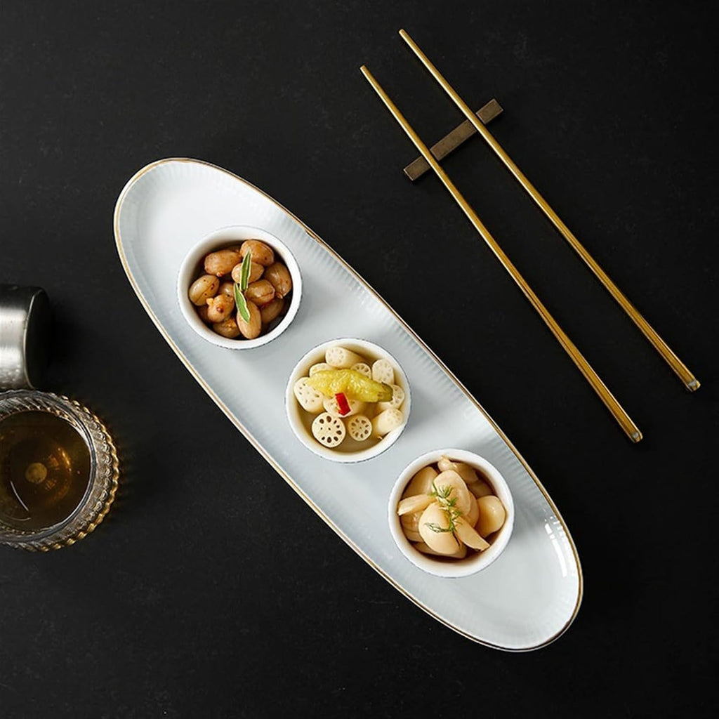 Soy Sauce Dish Hotel Restaurant Commercial Triple Platter Cold Dishes Snacks Snacks Salad Snack Plate Ceramic Tableware Dipping Bowls
