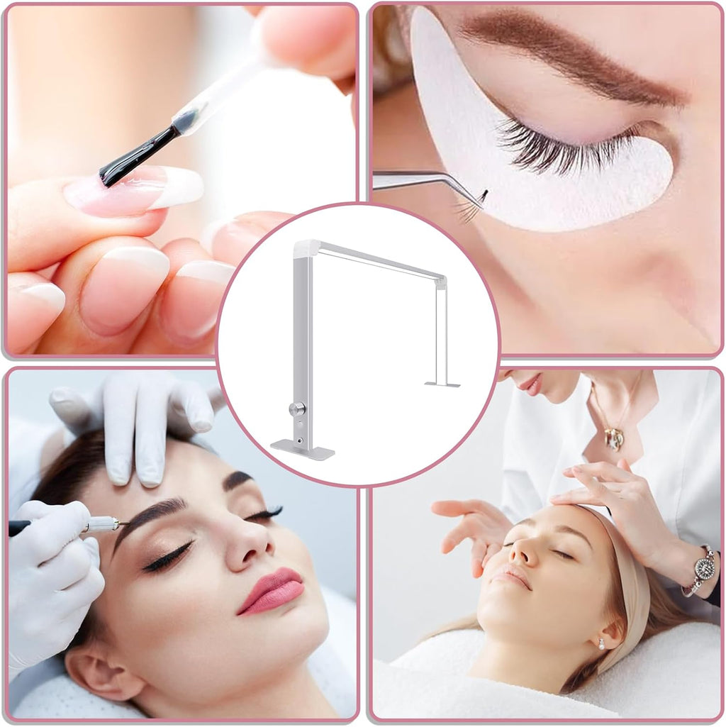 Half Moon Nail Desk Lamp for Professionals Foldable 4000-6500k 36w Adjustable Brightness, Color Temperature Led Light for Nails Desk Lamp, Silver