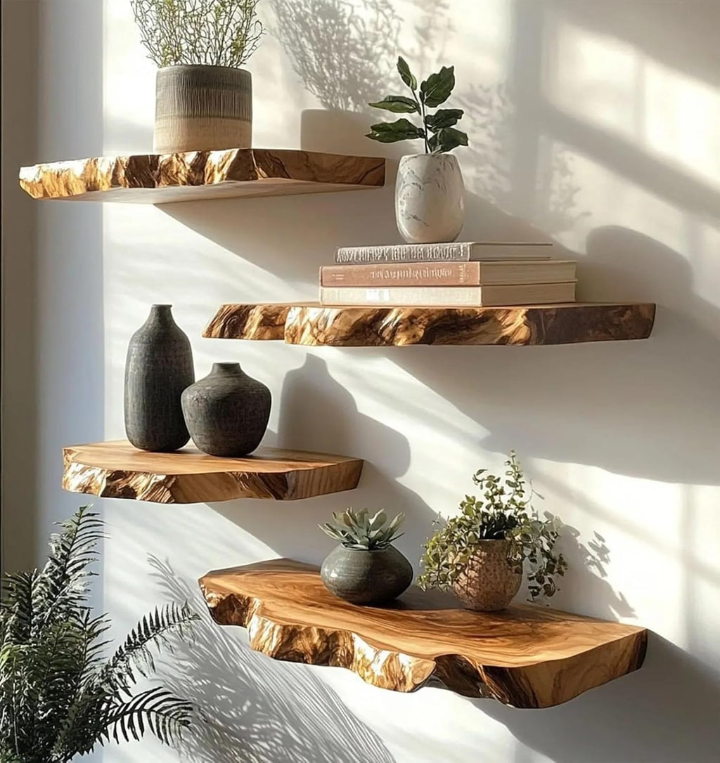 Modern Sale Live Edge Floating Teak Wood Live Edge Shelves Hanging Shelf Floating Shelf Book Shelf Wall Décor (32' W X 8' D X 1.5' (Inches))
