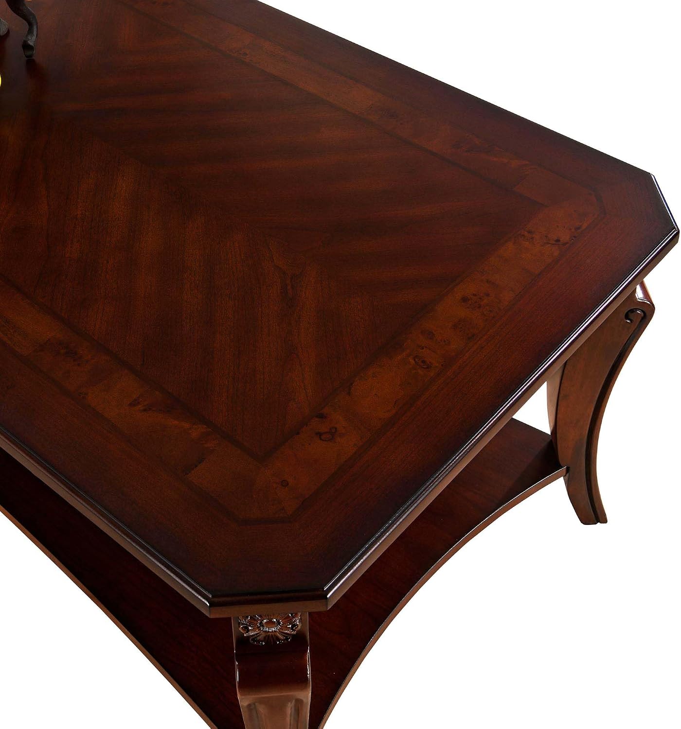 Large Coffee Table with Shelf for Living Room, Rectangle Solid Wood Cocktail Table with Open Storage Shelf, Mid-Century Modern Sofa Center Tables, 47.2'L x 23.6'W x 17.9'H, Cherry Brown KFZ-A1168-WD