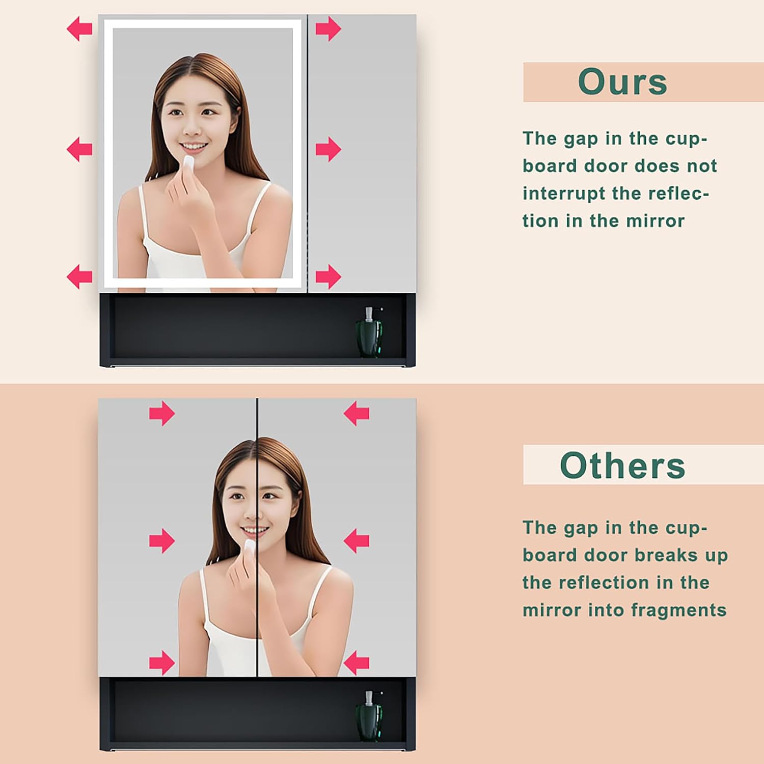 KWW LED Lighted Bathroom Medicine Cabinet with Sockets & USBs, Defogger, Dimmable, 3 Color Light Makeup Mirror, Easy to Install, Wall Mounted Cabinet (2 door-30 * 34)