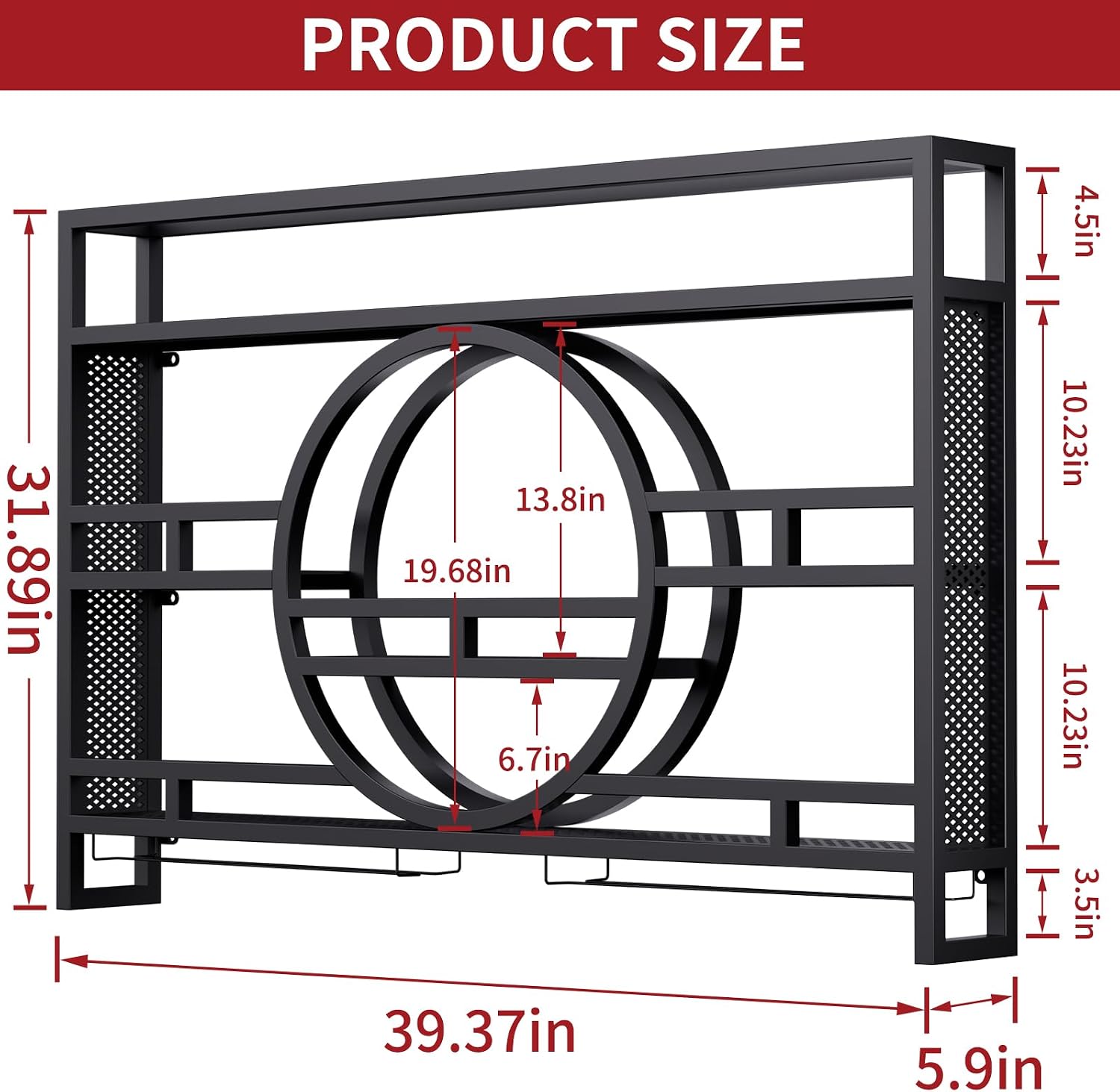3-Tiers 39in Wine Rack Wall Mounted with Upgarded LED, Floating Bar Shelves with Wine Glass Holder Hanging Industrial Liquor Shelf, Wall-Mounted Wine Racks Cabinets for Home Bar, No Assembly Required