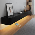 Floating TV Stand - Wall Mounted Media Console with 2 Drawer, Floating Entertainment Center TV Cabinet, Wall Mounted Audio/Video Shelf for Home Room (Black+LED, 62.99x7.87x9.45IN)