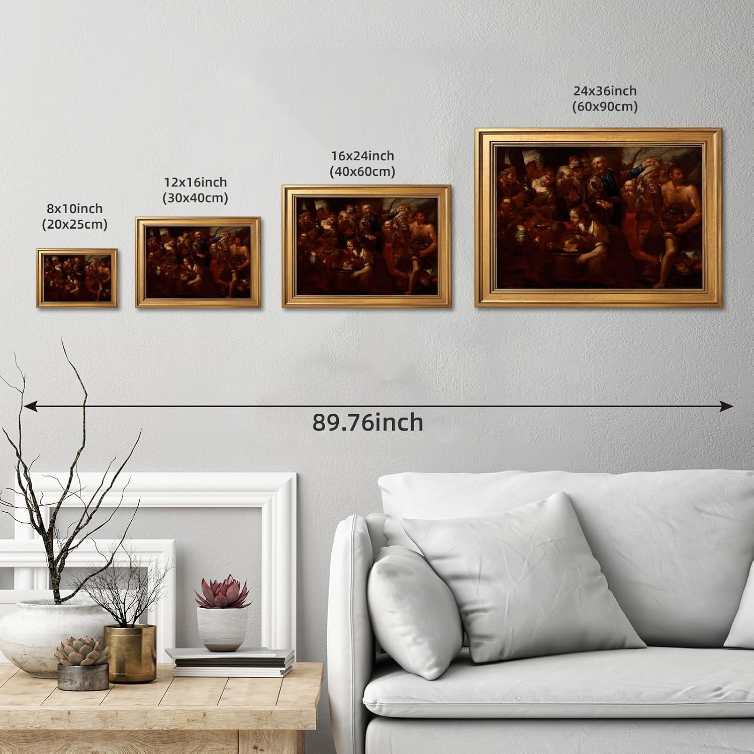 Moses Striking the Rock (1630) Gioacchino Assereto (1600 1649) Classical Religious Wall Art Poster Traditional Christian Renaissance Inspired Decor Canvas Print Living Room 24X36inchGolden frame
