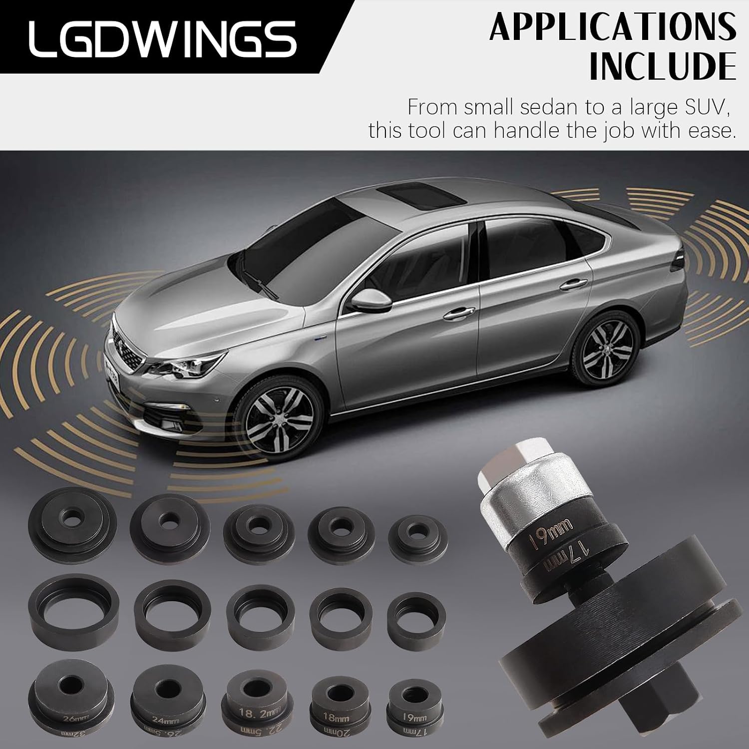 17-Pc Parking Sensor Hole Cutter Kit, Bumper Sensor Hole Punch Kit for VW & Cars, Park Sensor Hole Punch Tool and Lens Hole Maker, Manual Bumper Hole Cutting Tool Set 17-32mm