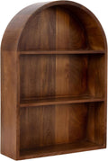 Kate and Laurel Arcott Modern Arched Wall Shelf, 18 x 26, Walnut Brown, Transitional Arch Wall Shelves for Over-the-Toilet Storage or Entryway Storage Shelf