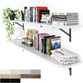 Kaboon 55 inch Long 10 inch Deep Floating Shelves for Wall Set of 2, Large Open Shelves Wall Mounted, Space Saving Home and Commercial Use, White Rock