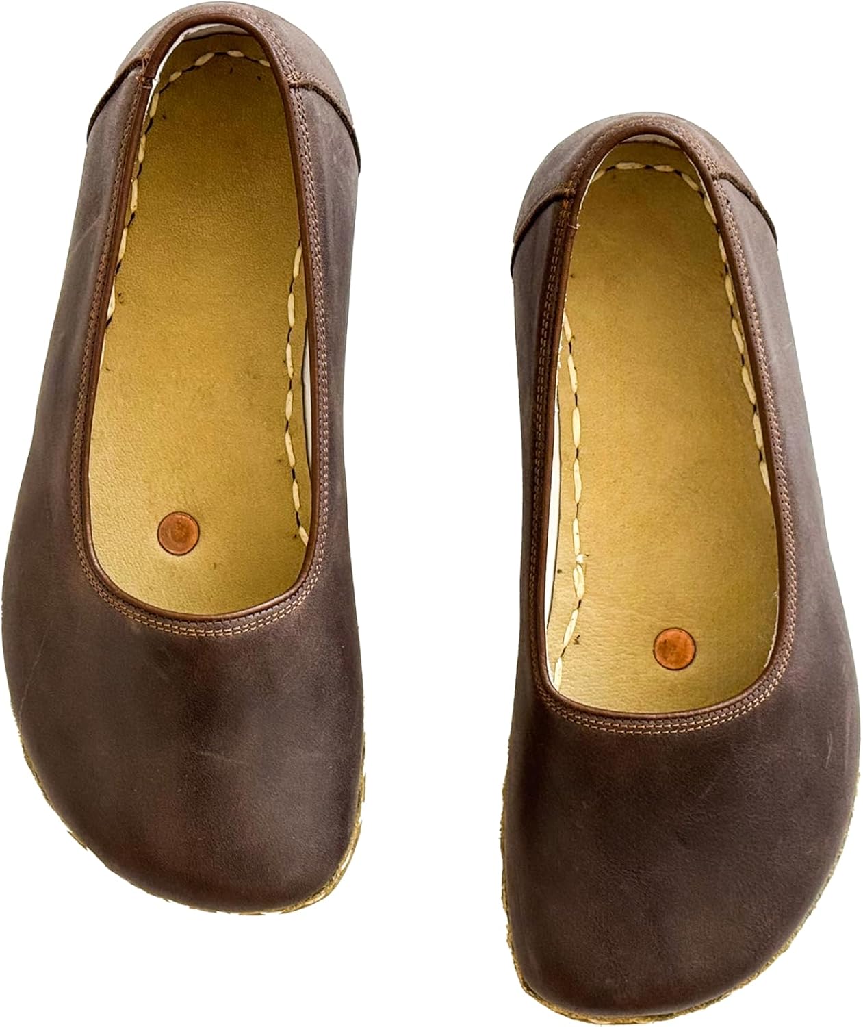 Grounding Shoes for Women, Barefoot Leather Shoes,Earthing with Copper Rivet, Wide Toe Box, Minimalistic Shoes, Gifts for Him | Bitter Brown