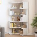 IOTXY 6-Tier L-Shaped Corner Bookshelf - 66' Tall Wooden Freestanding Bookcase with Open Shelf Units, White