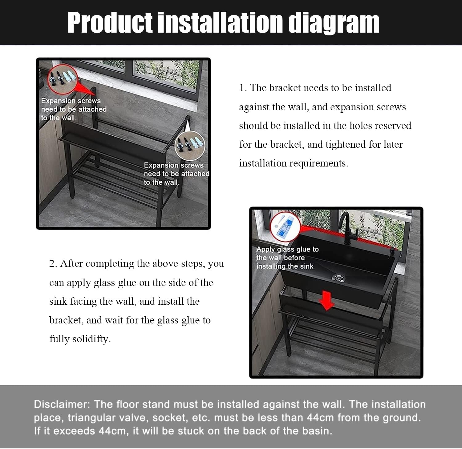 Commercial Stainless Steel Outdoor Sink,Utility Single Bowl Sinks Kitchen Sink, Heavy Duty Wash Station w/Faucet and Shelves for Garage,Restaurant,Kitchen,L(80 * 45 * 86cm/31.4 * 17.7 * 33.8in