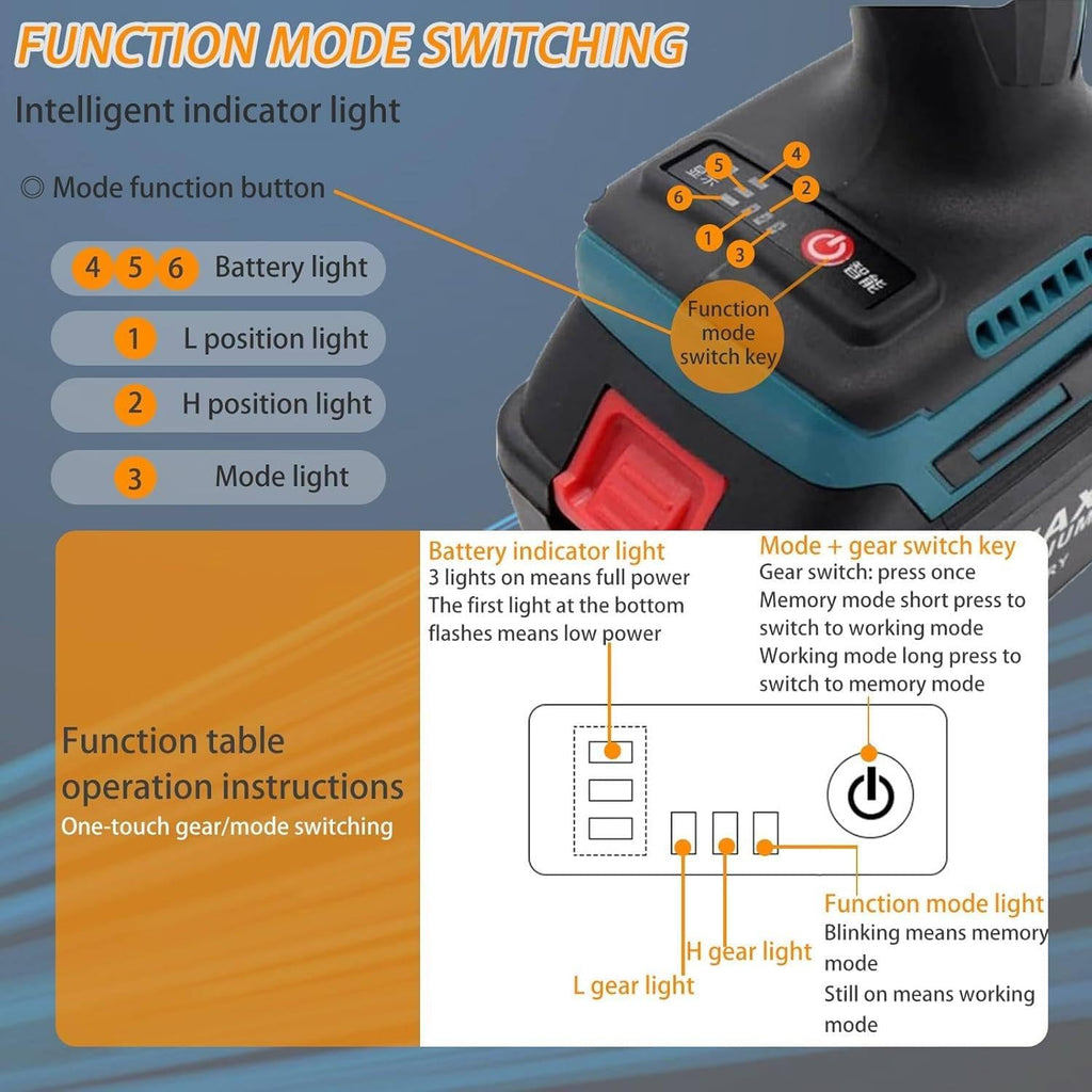 Cordless Brushless Rivet Gun, Cordless Rivet Tool, Pop Rivet Gun, Electric Rivet Gun, Automatic Manual Range Memory Mode Electric Assembly Nutsert Gun for M3 M4 M5 M6 M8 M10 M12 Rivet Nuts,2200mah*2