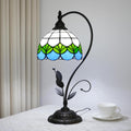 Rural Green Lotus Leaf Style Tiffany Lamp Stained Glass Table Lamp Living Room Office Hotel Bar Kitchen Table Reading Room Bedside end Table Lamp Holiday Gift Home Decoration LED Vintage Desk Lamp