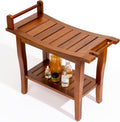 Axeman Premium Teak Shower Bench with Shelf – 24' 2-Tier Waterproof Shower Stool for Bathroom, Elderly & Shaving | Heavy-Duty 350lbs Capacity, Indoor & Outdoor Use