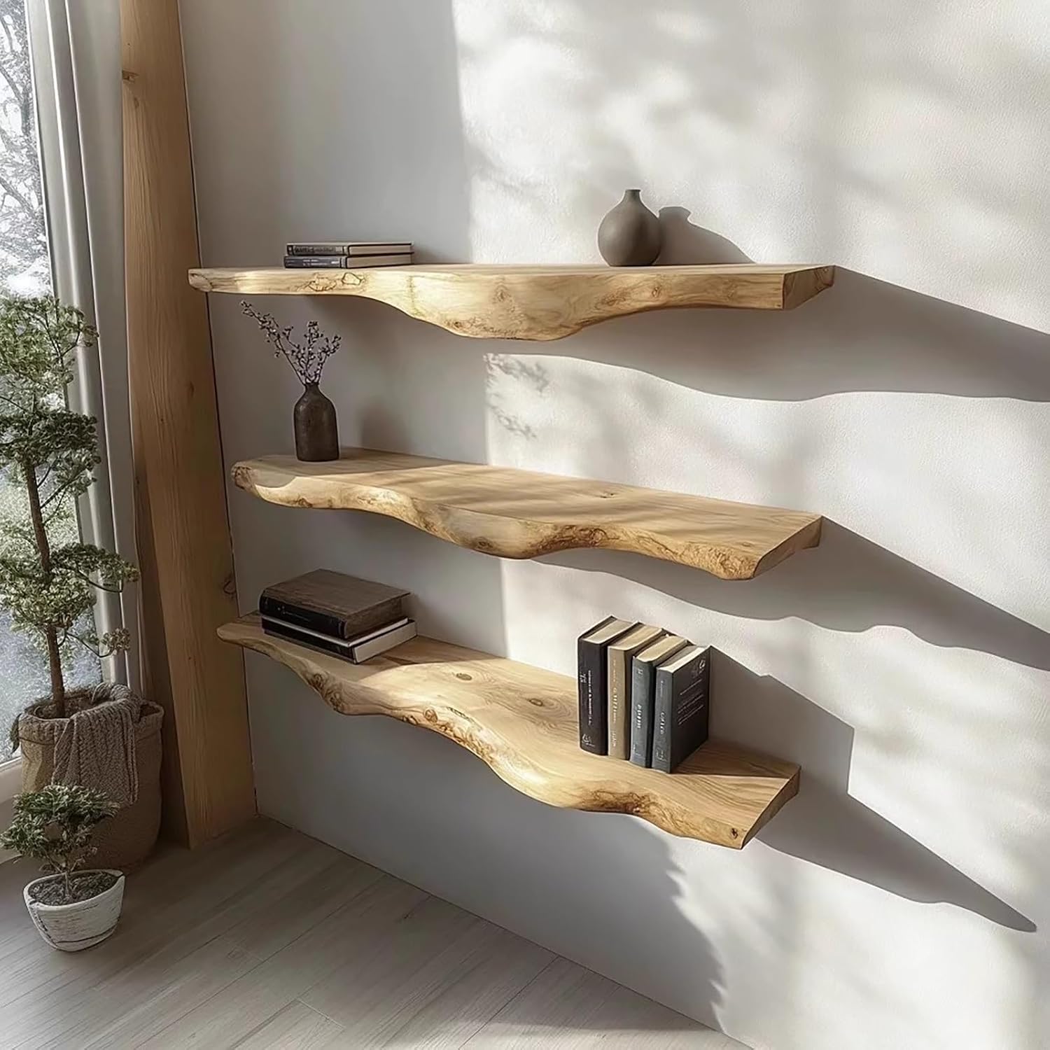 3 pcs Floating Shelves for Wall,Rustic Wall Storage Shelves,Easy Installation, Space-Saving, for Bedroom, Living Room, Kitchen, Shelf.(23.6X7.9X1.0in)