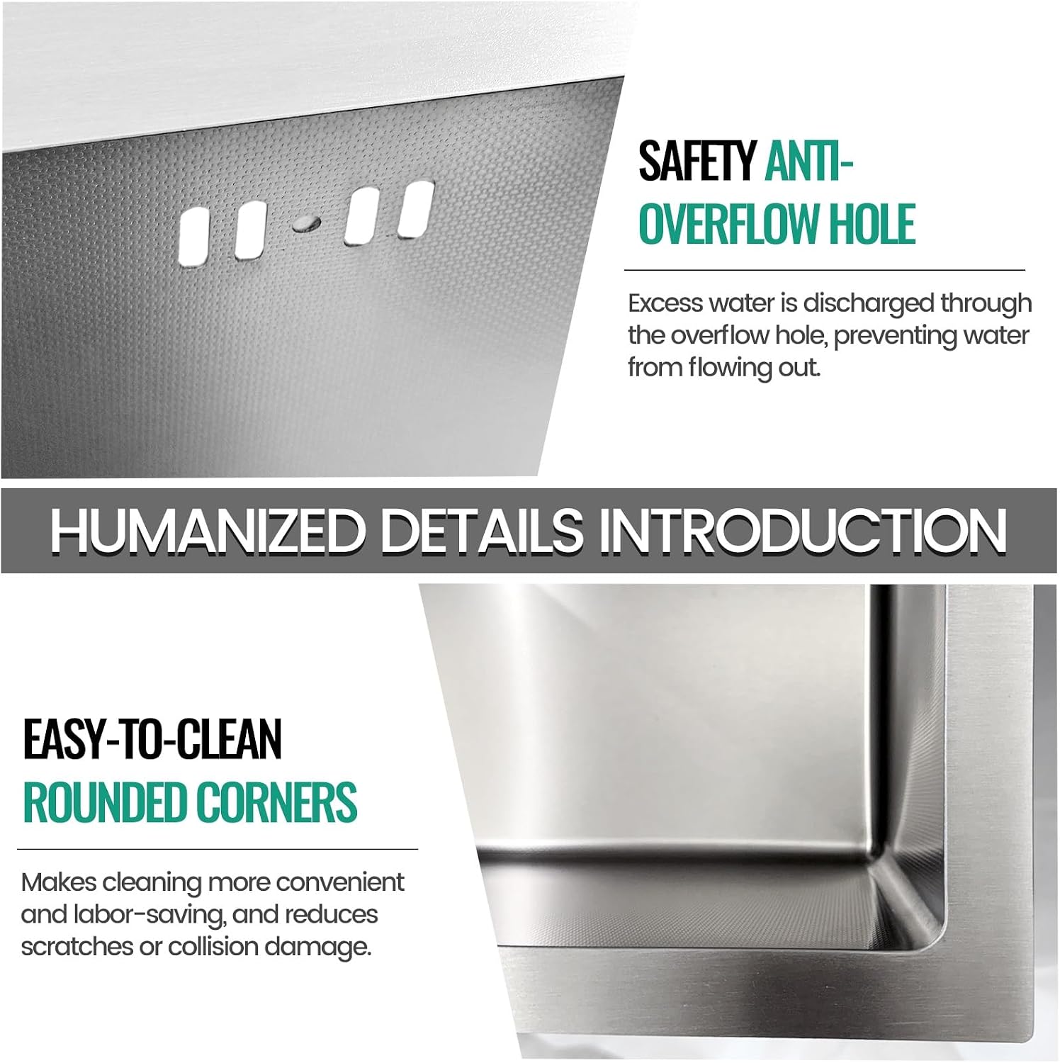 Stainless Steel Kitchen Sink, Small Single Bowl Sink, Topmount Compact Bar/Utility Sink With Tap Hole, Overflow & Drainer Kit, For Bar, Pub, RV, Campervan, Basement, Outdoor Use(Silver,55x45cm)