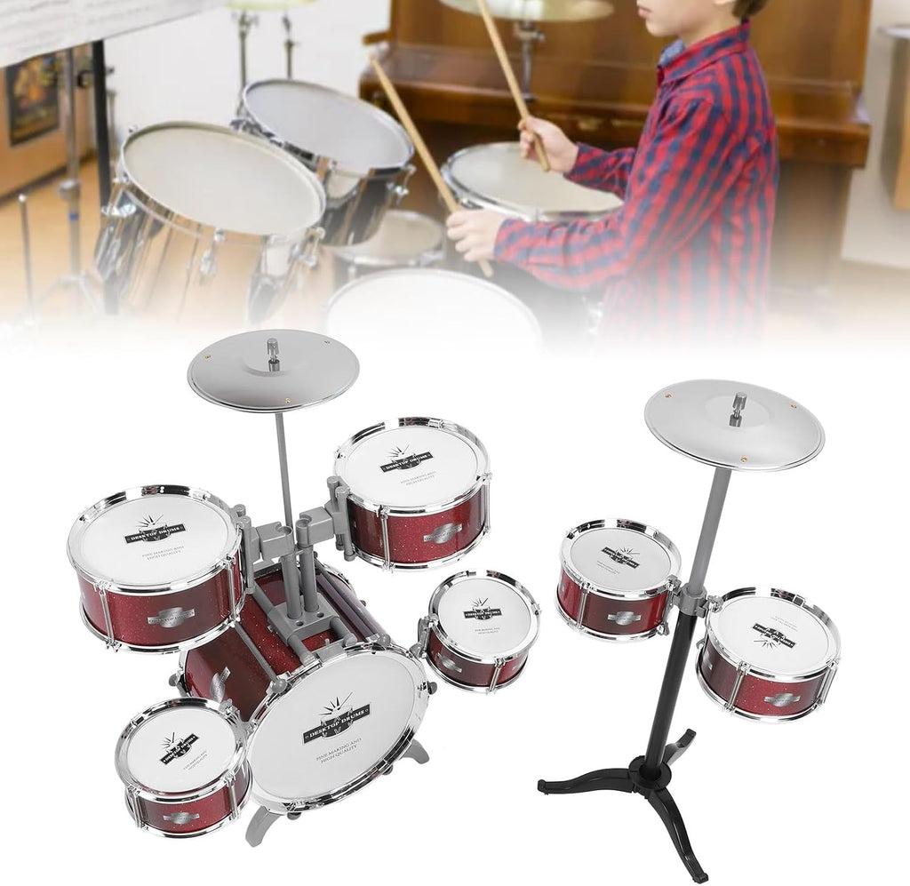 TOPINCN Kids Drum Set for Toddlers, Simulation Jazz Drum Set Musical Instrument Toy for Parent Children Interaction, Plastic Rock Jazz Drum Percussion Beginner Kit for Girls Boys