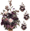 Ling's moment 17.5' Tall Standing Artificial Flowers Arrangements 4 pcs Fall Wedding Aisle Runner Chair Decorations Deep Plum Centerpieces for Ceremony Reception Rose Floral Party Outdoor