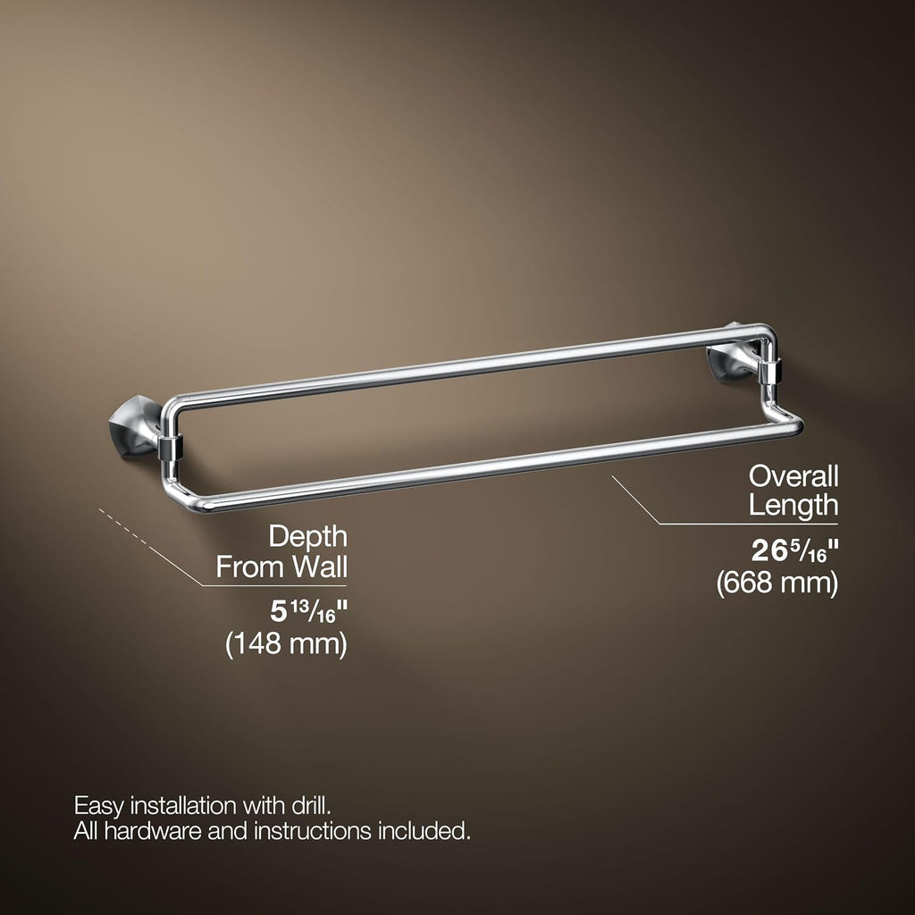 Kohler 27062-CP Occasion® 24' Double Towel bar, Polished Chrome