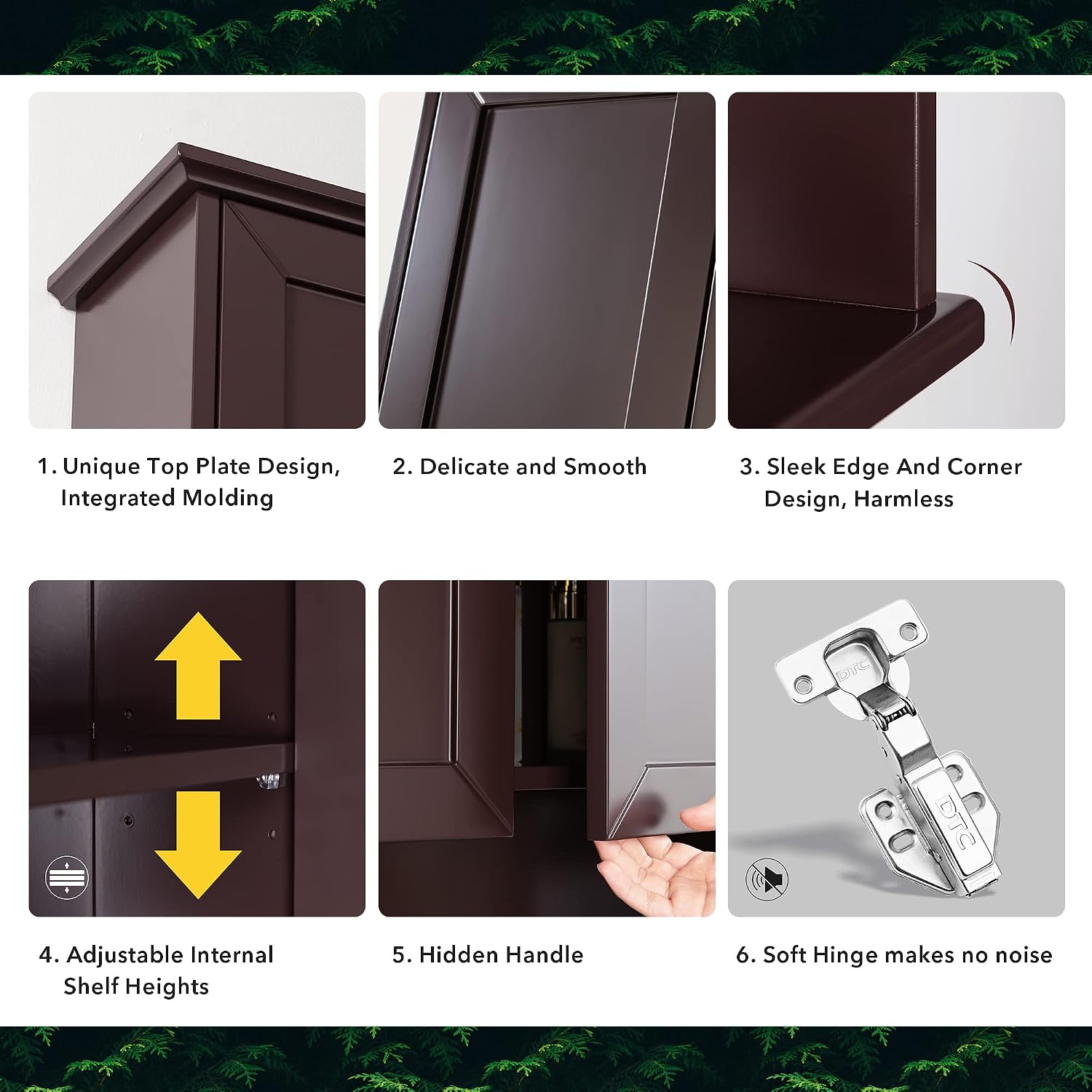 Dark Brown Bathroom Wall Cabinet Mounted Wooden Medicine Cabinets Espresso Over Toilet Storage Cabinet, 23x29 Inch Hanging Bathroom Wall Cabinet with 2 Doors & Adjustable Shelf, Soft Hinge