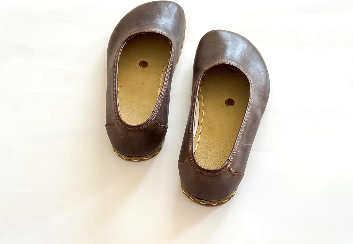 Grounding Shoes for Women, Barefoot Leather Shoes,Earthing with Copper Rivet, Wide Toe Box, Minimalistic Shoes, Gifts for Him | Bitter Brown