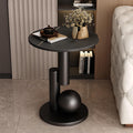 Round Side Table, Accent End Table, Sofa Side Table, Small Drink Table, Great for Living Room, Bedroom, Indoor & Outdoor (Color : Black+Black, Size : 45x55cm)