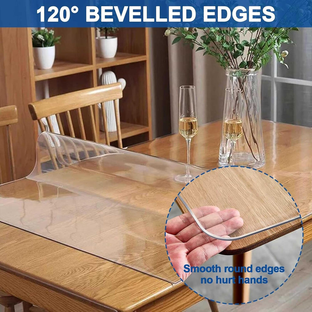 Clear Square Table Cover Protector, 2mm Thick Vinyl 100% Waterproof & Oil Proof Table Clothes, Non-Slip Heat Resistant PVC Transparent Tablecover Protector Mat for Coffee Table Hard Floor(39.4x70.9in/