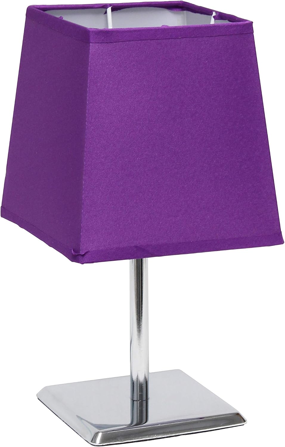Simple Designs LT2062-PRP Mini Chrome Table Lamp with Squared Empire Fabric Shade Purple (Pack of 24)
