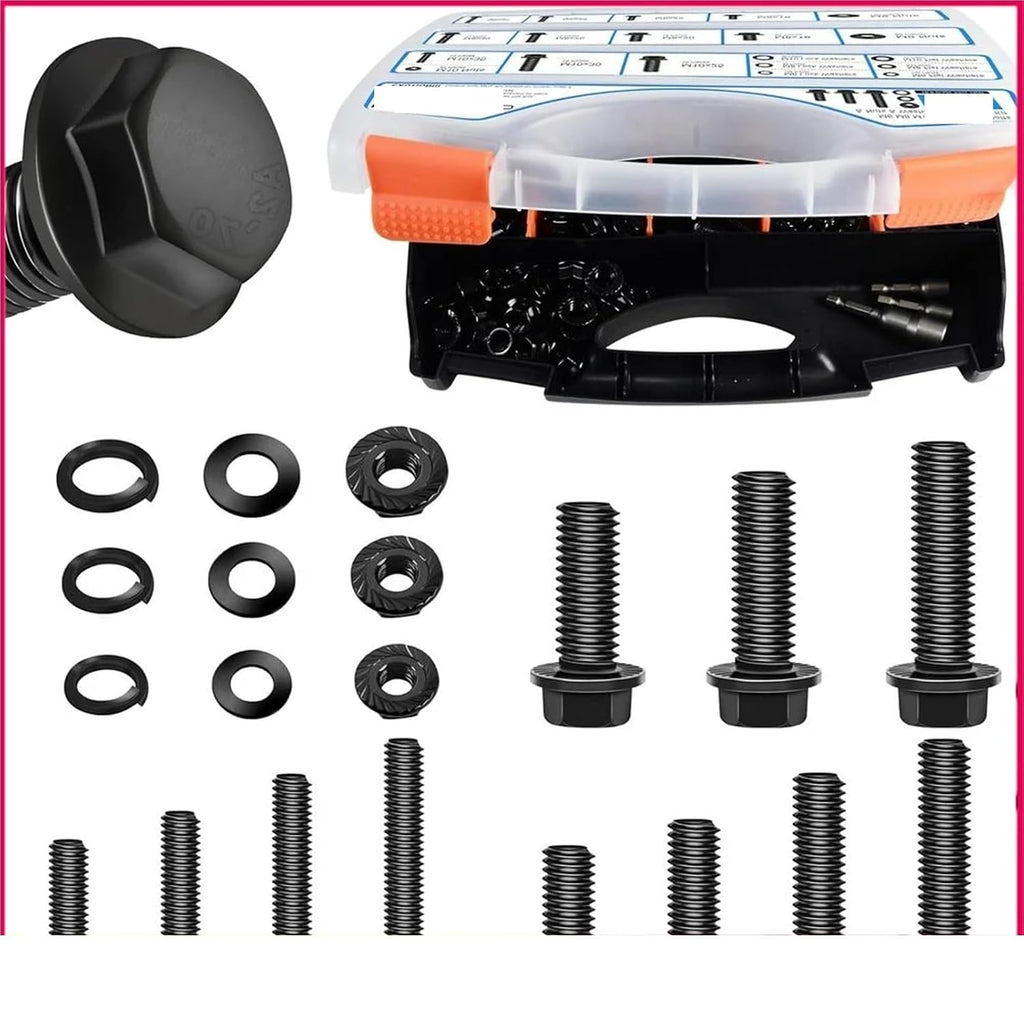 Set Screw Assortment Kit 830Pcs Carbon Steel Metric Hex Flange Assorted Bolts Kit for Homeowners,DIYers,Mechanics,Industrial Workers