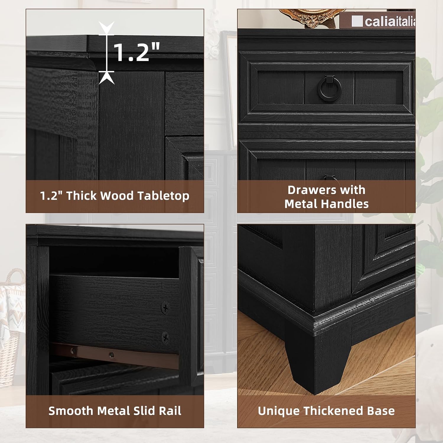 Joaxswe Farmhouse 6 Drawer Dresser for Bedroom Set of 2, 41' Tall Small Dressers & Chest of Drawers, Rustic Wood Dresser with Metal Handle, Storage Organizer Closet for Living Room, Hallway, Entryway