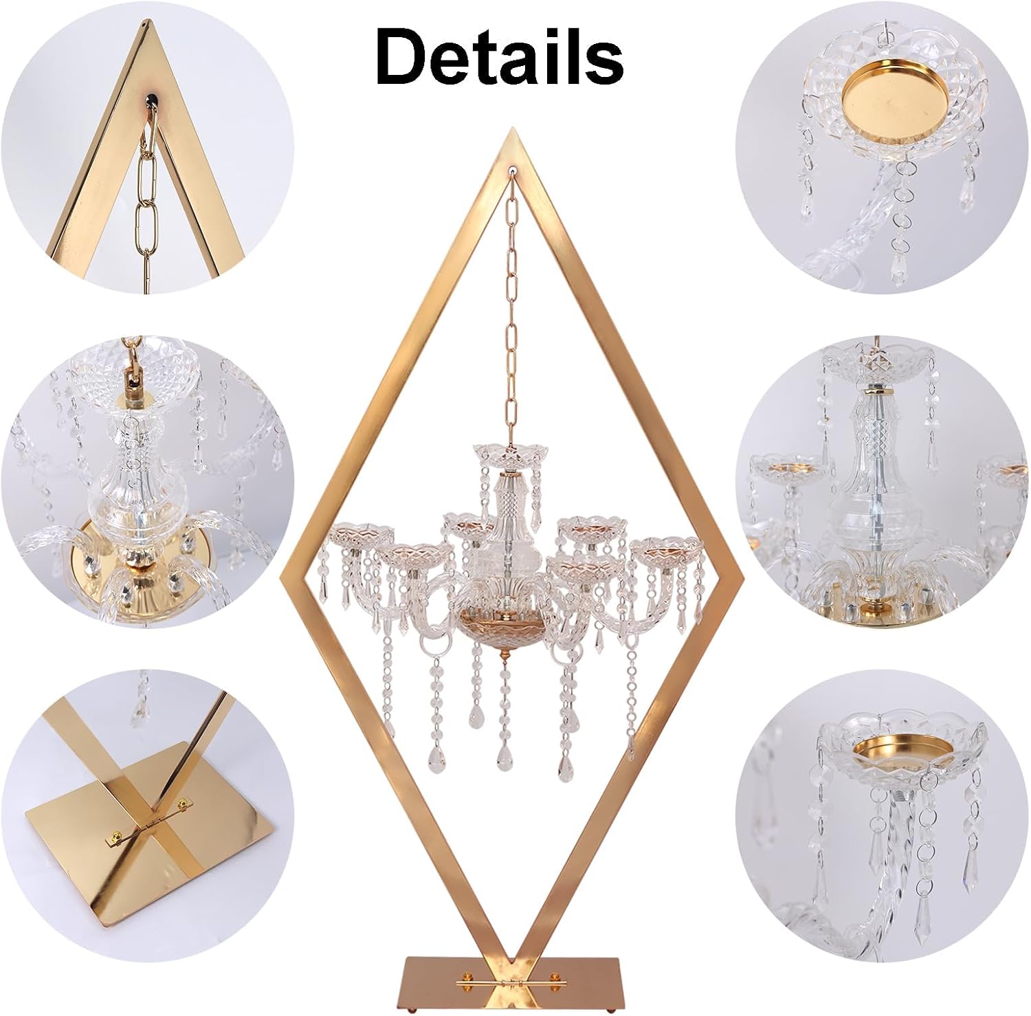 45' Gold Wedding Candelabra Set of 4 | Tall Crystal-Accent Centerpieces with Acrylic Diamond Drops for Reception Tables, Party Decor, Elegant Dining & Events