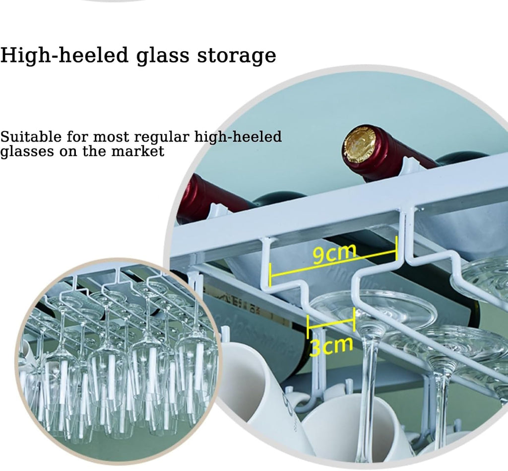 Ceiling Wine Rack with LED Light | Wall Mounted Bar Shelves Storage | Hanging Glass Holder | Liquor Cabinet Bottle Display | Whiskey Shelf for Home Bar | Dining Room Deco