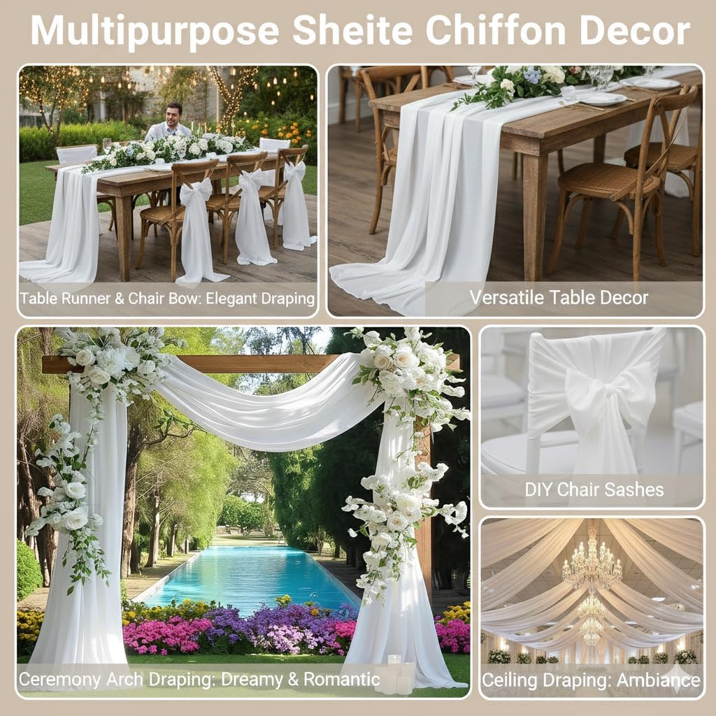 MDS Pack of 20 | Black |14ft Chiffon Table Runner 29x170 Inches Long Romantic Rustic Sheer Gauze Runner for Wedding Bridal Shower Birthday Banquets Engagement Spring Easter Boho Decorations