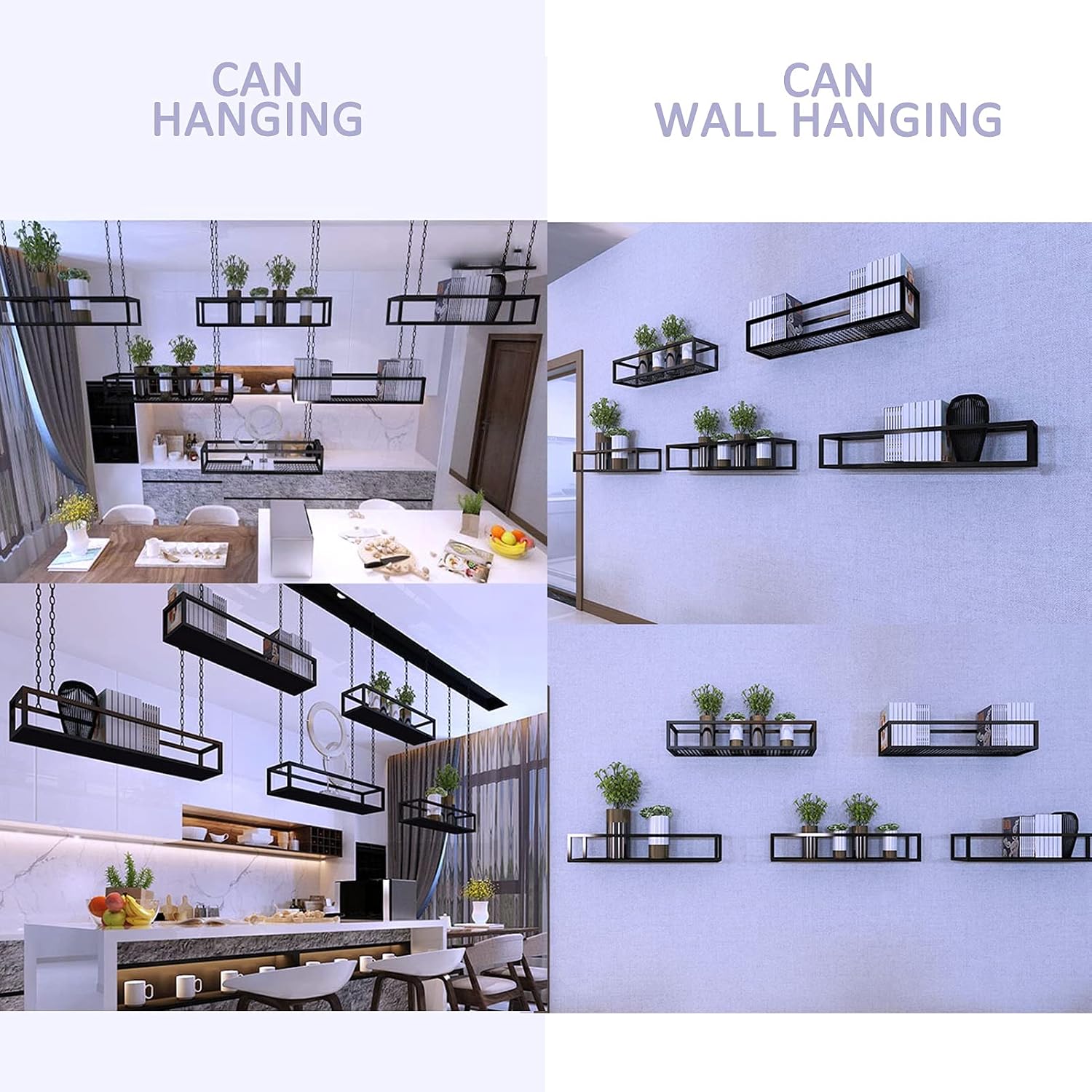 Corner Ledge Wall Shelf,Ceiling Shelf Mounted Floating Suspended Shelving, Metal Iron Decorations Display Shelves - Kitchen Storage Rack/Pot Pan Rack/Wine Holder/Flower Pot Stand for Bar Liv