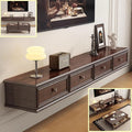 Floating TV Stand Large Floating TV Shelves Wall Mounted Multi Storage Compartment TV Media Console Floating TV Cabinet Bench Under TV Large Storage (Walnut D, 55.1 * 7.9 * 9.4 in)
