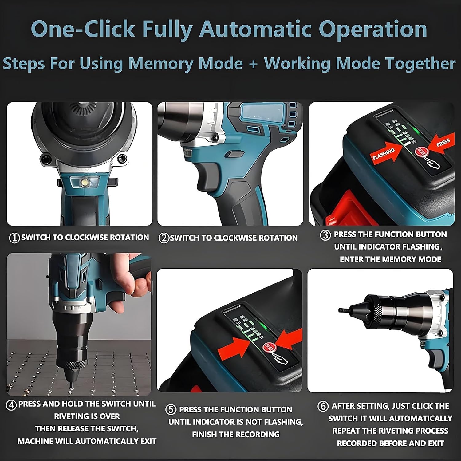 Cordless Rivet Nut Tool Set (M3 M4 M5 M6 M8 M10 M12), 5200mAh Battery Powered Pop Rivet Nut Insert Installation Tool, Electric Assembly Nutsert Kit(1x5200mah)