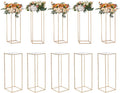 VEVOR 10PCS 31.5inch High Wedding Flower Stand, With Acrylic Laminate,Metal Vase Column Geometric Centerpiece Stands, Gold Rectangular Floral Display Rack for Events Reception, Party Decoration