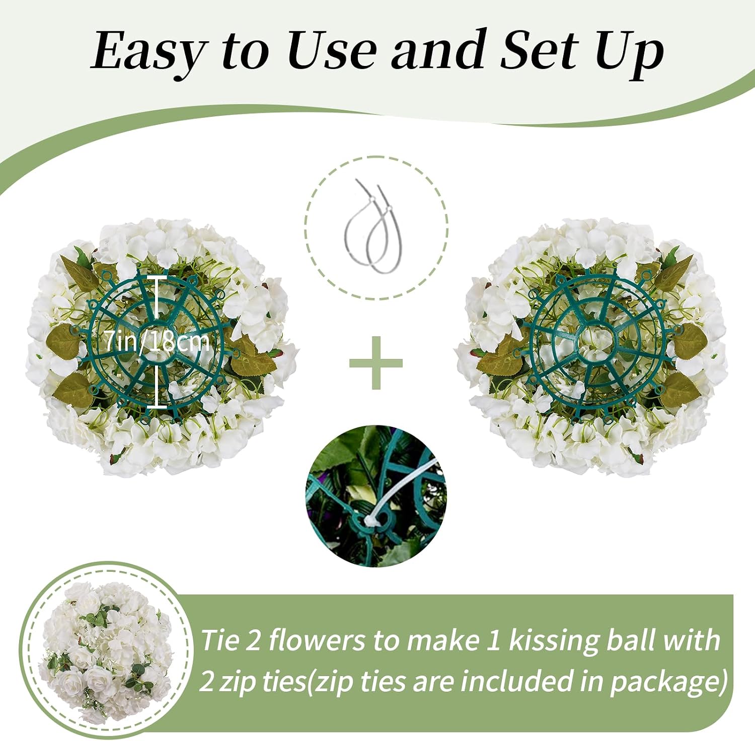 BLOSMON Artificial Flower Balls Wedding Centerpieces 6 Pcs 14.2' Large White Fake Flowers Rose Hydrangea Ball Arrangement Center Pieces for Table Silk Floral Bouquet for Wedding Party Home Decor