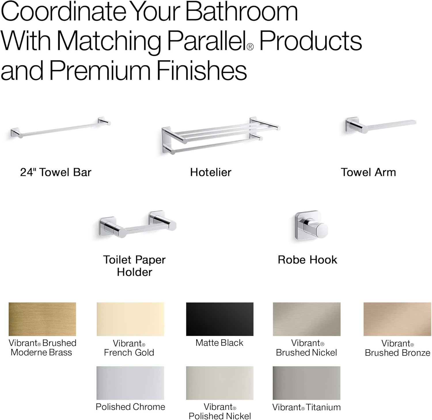 Kohler 23525-CP Parallel® 24' Towel bar, Polished Chrome