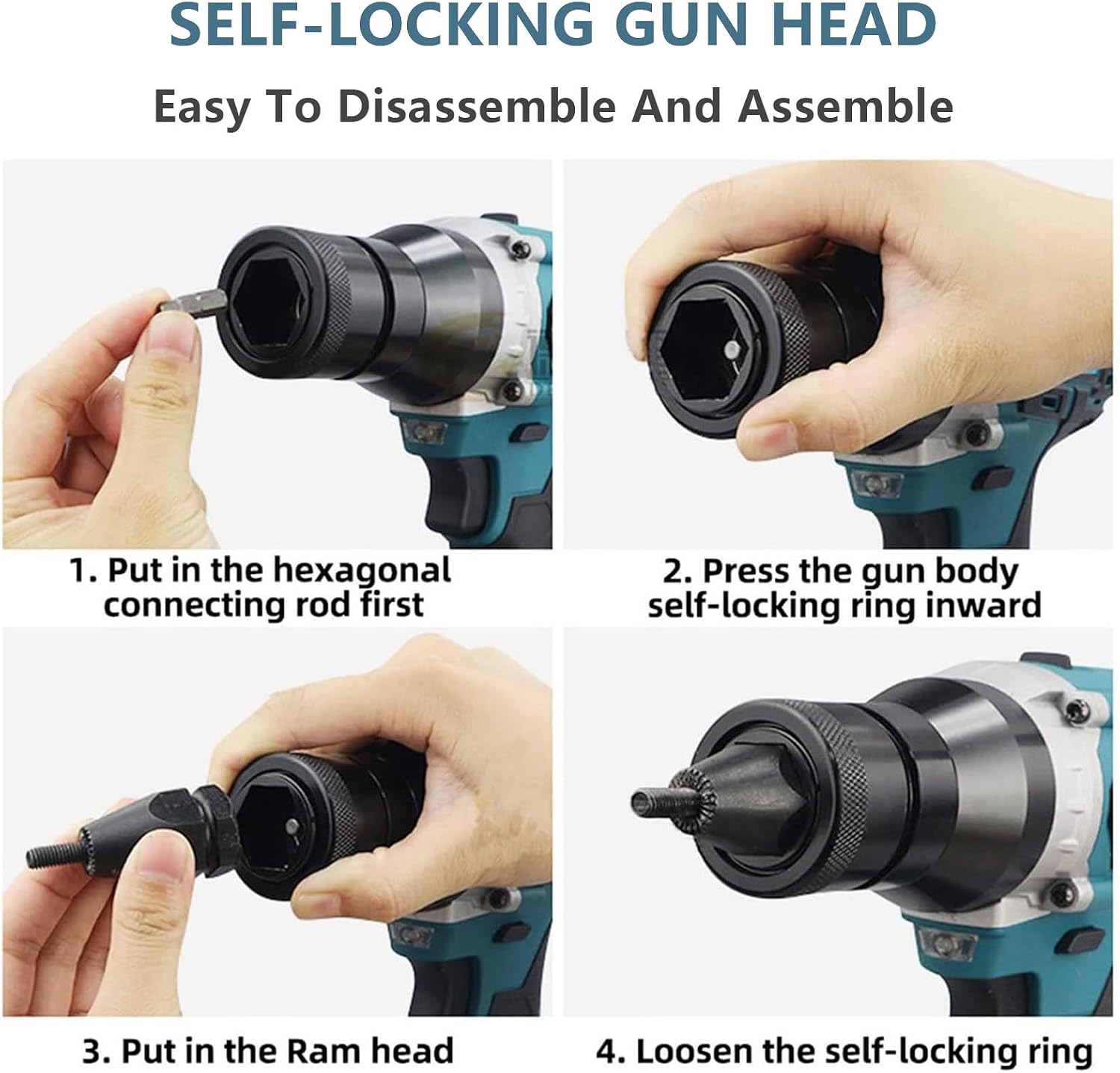 2-in-1 Cordless Rivet Nut Gun Set,Portable Automatic Rivet Gun with M3/M4/M5/M6/M8/M10/M12 Battery Powered Pop Rivet Insert Installation Tool,1Battery-2200mAh