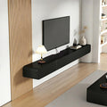 FPIGSHS Wall Mounted Media Console with 2 Drawers Solid Wood Floating TV Stand Hanging TV Shelf Entertainment Center TV Cabinet, for Home Office (A, 160cm/63in)