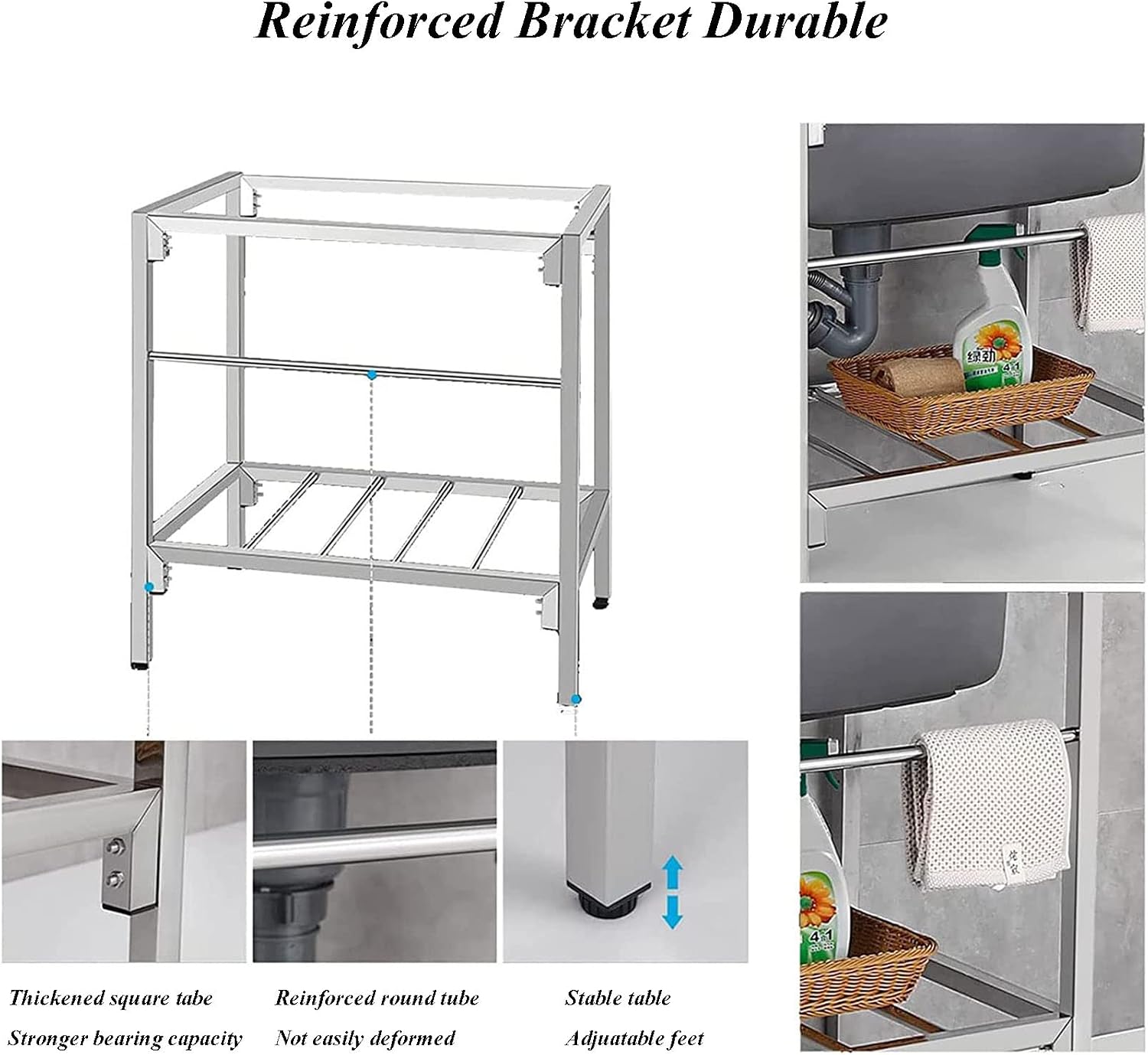 Free Standing Single Bowl Sink Stainless Steel Utility Sink Laundry Tub with Faucet and Storage Shelves, Heavy Duty Wash Station for Outdoor Indoor, 28x18.5x29.5inch