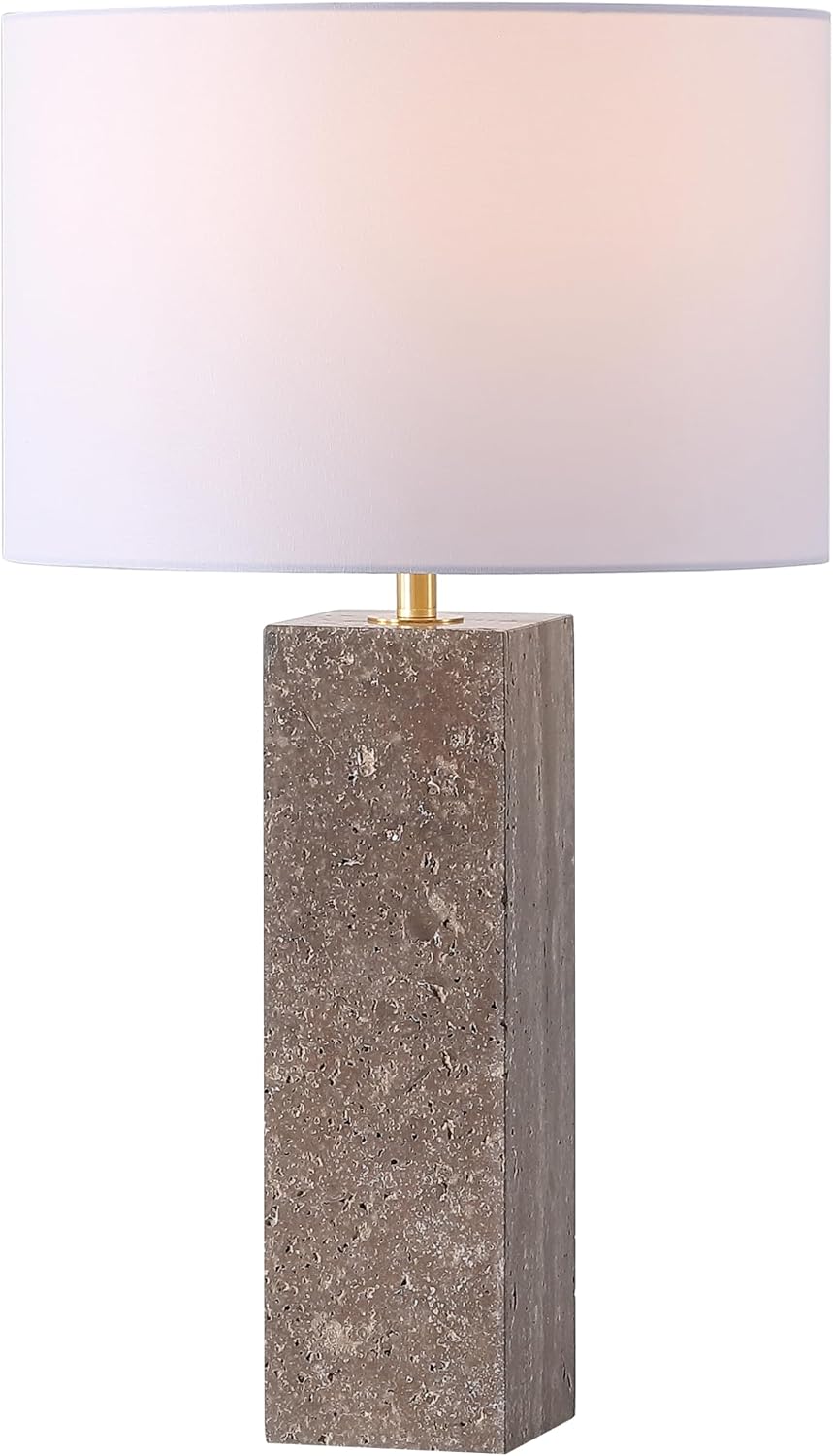 SAFAVIEH Couture Lighting Collection Feliciano Dark Brown/White 26-inch Dimmable Table Lamp for Bedroom Living Room Home Office Desk Nightstand (LED Bulb Included)