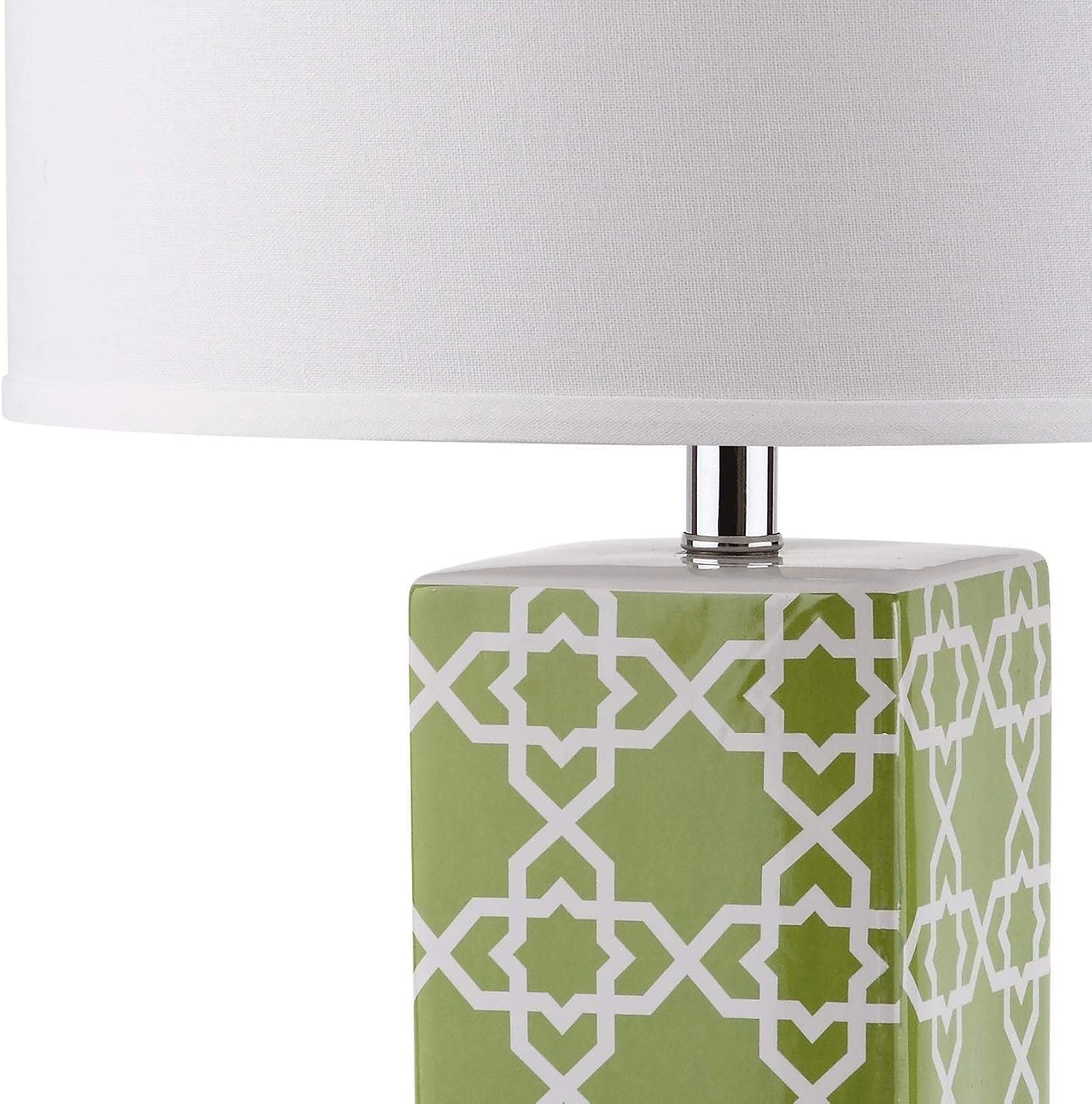SAFAVIEH Lighting Collection Quatrefoil Modern Contemporary Green 27-inch Bedroom Living Room Home Office Desk Nightstand Table Lamp Set of 2 (LED Bulbs Included)